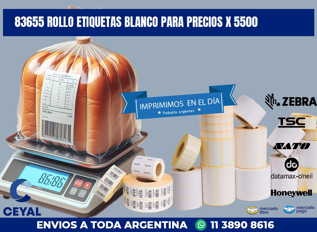 83655 ROLLO ETIQUETAS BLANCO PARA PRECIOS X 5500