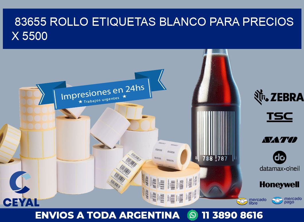 83655 ROLLO ETIQUETAS BLANCO PARA PRECIOS X 5500