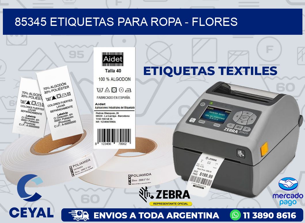85345 ETIQUETAS PARA ROPA - FLORES