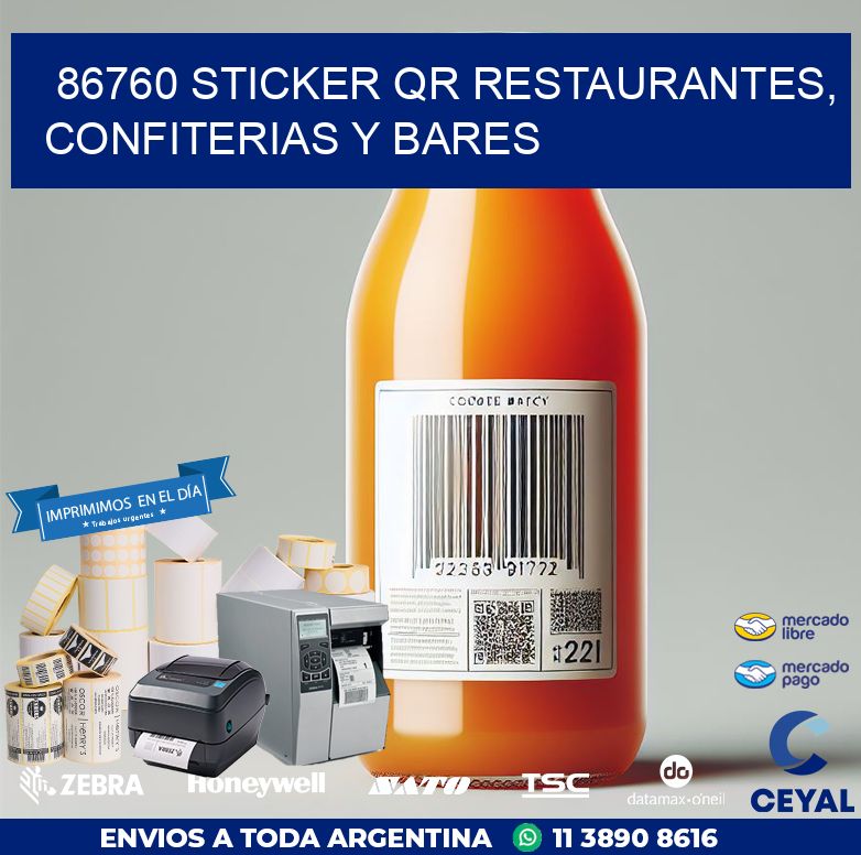 86760 STICKER QR RESTAURANTES, CONFITERIAS Y BARES