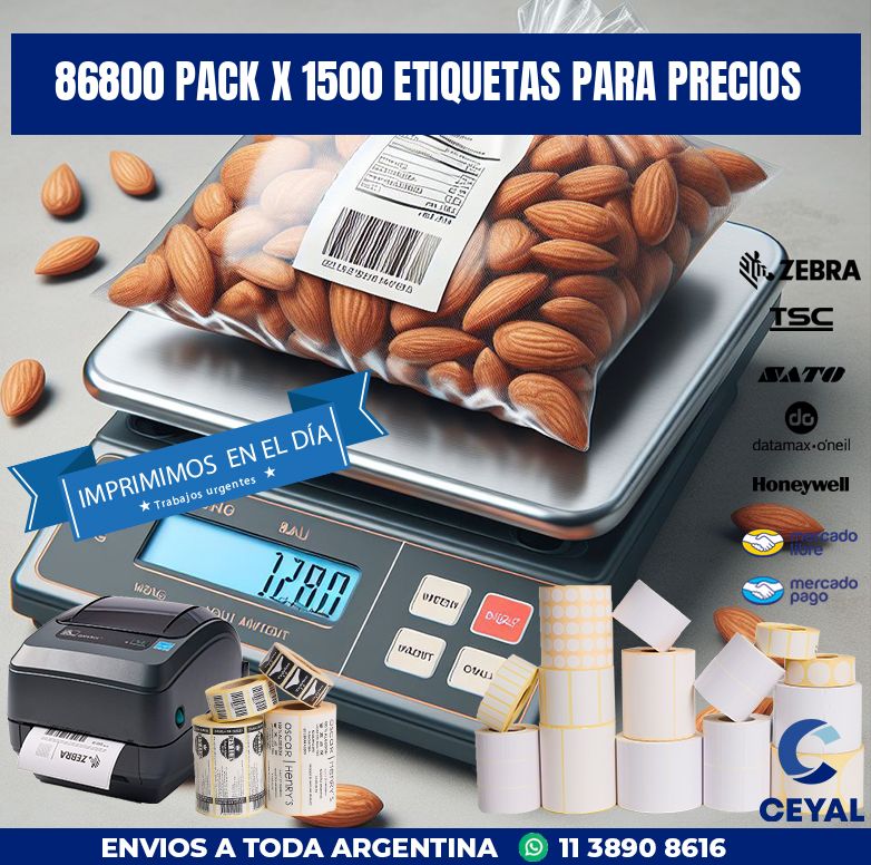 86800 PACK X 1500 ETIQUETAS PARA PRECIOS