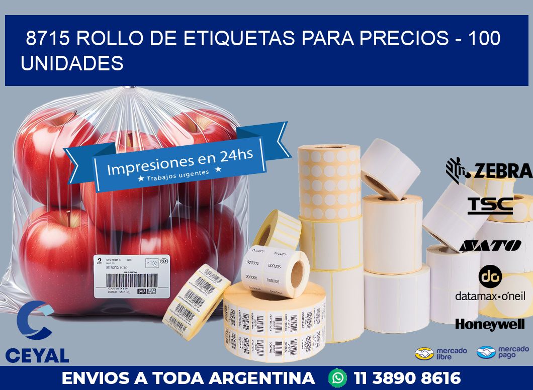 8715 ROLLO DE ETIQUETAS PARA PRECIOS – 100 UNIDADES
