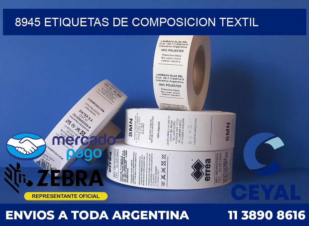 8945 ETIQUETAS DE COMPOSICION TEXTIL