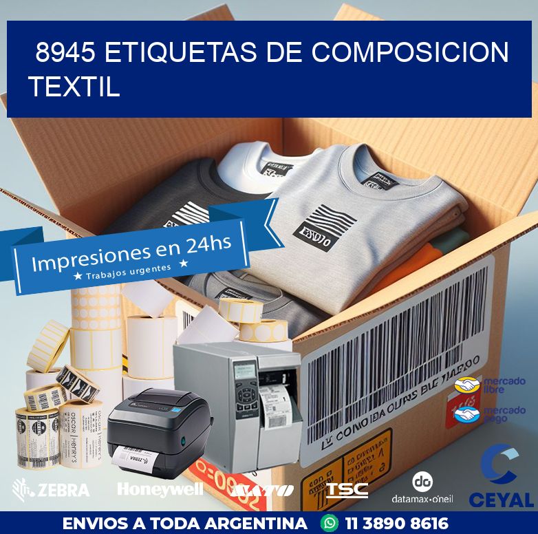 8945 ETIQUETAS DE COMPOSICION TEXTIL