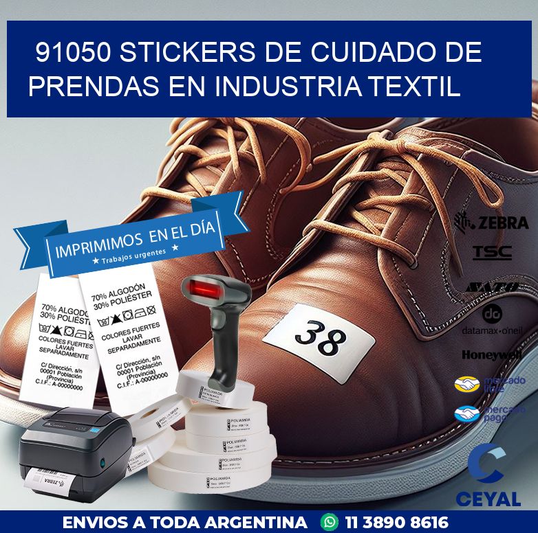 91050 STICKERS DE CUIDADO DE PRENDAS EN INDUSTRIA TEXTIL