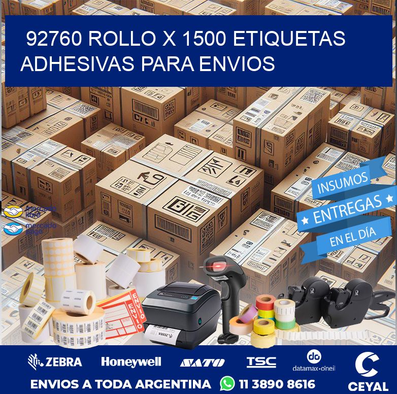 92760 ROLLO X 1500 ETIQUETAS ADHESIVAS PARA ENVIOS