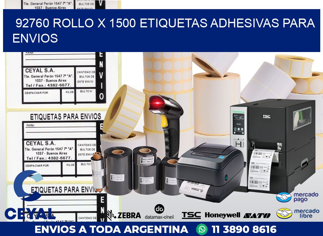 92760 ROLLO X 1500 ETIQUETAS ADHESIVAS PARA ENVIOS