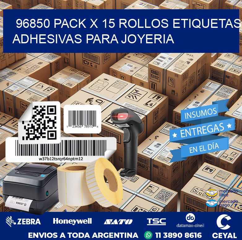 96850 PACK X 15 ROLLOS ETIQUETAS ADHESIVAS PARA JOYERIA