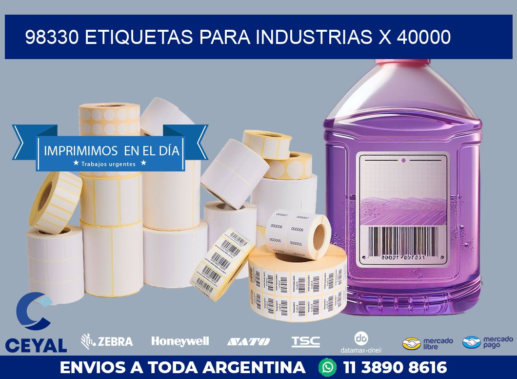 98330 ETIQUETAS PARA INDUSTRIAS X 40000