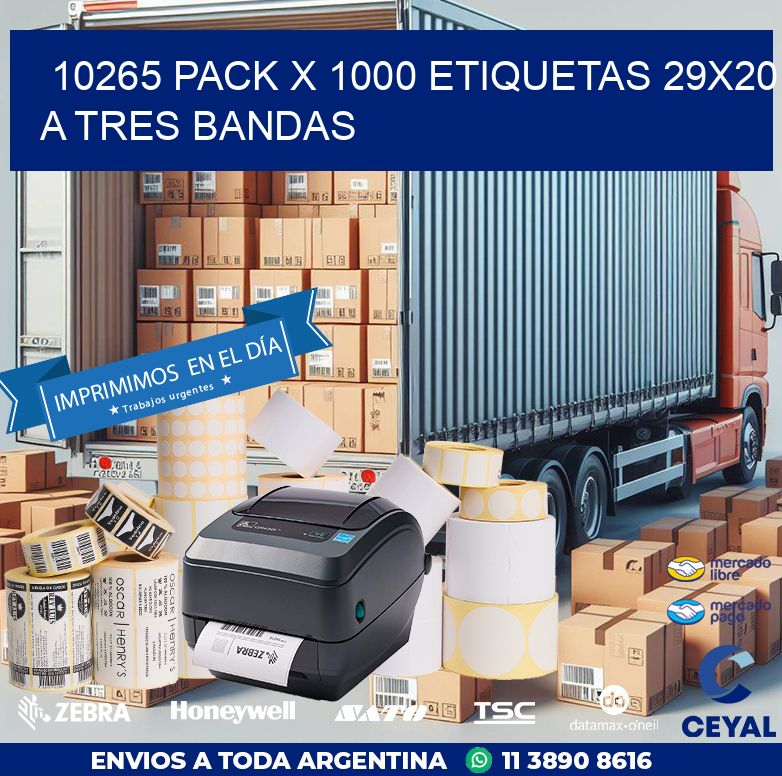 10265 PACK X 1000 ETIQUETAS 29X20 A TRES BANDAS