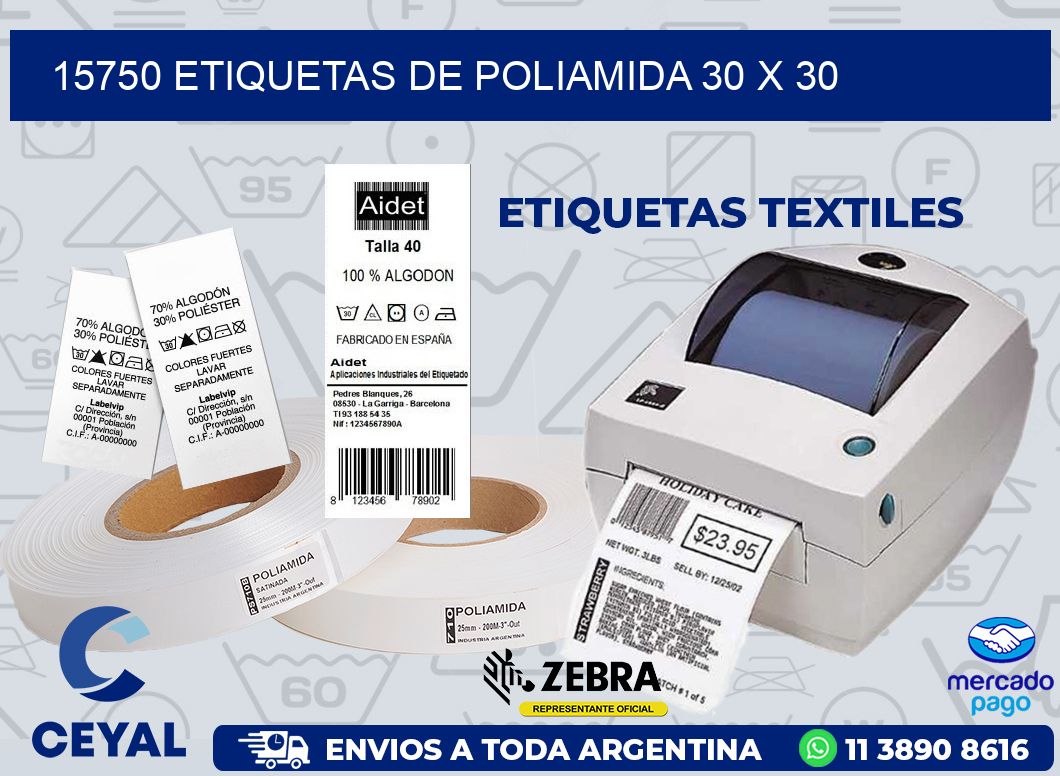 15750 ETIQUETAS DE POLIAMIDA 30 X 30