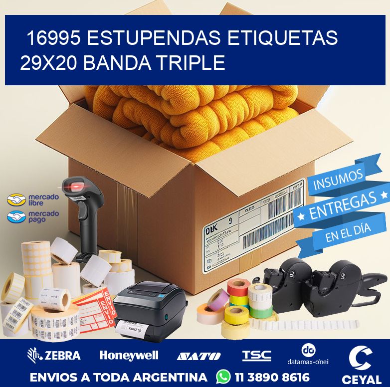 16995 ESTUPENDAS ETIQUETAS 29X20 BANDA TRIPLE