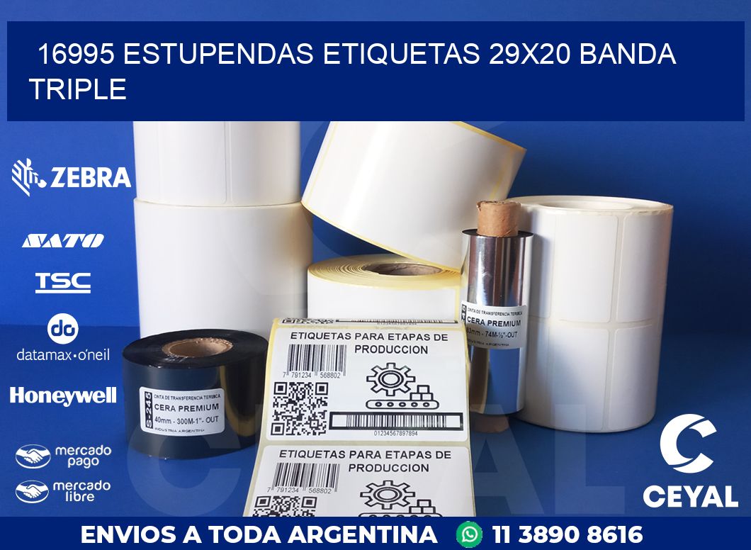 16995 ESTUPENDAS ETIQUETAS 29X20 BANDA TRIPLE