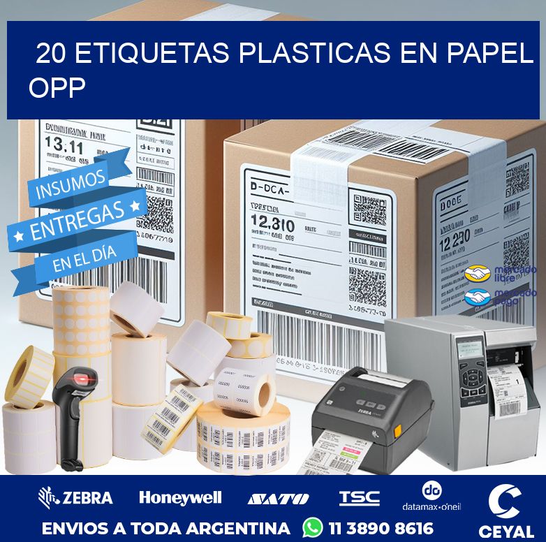 20 ETIQUETAS PLASTICAS EN PAPEL OPP