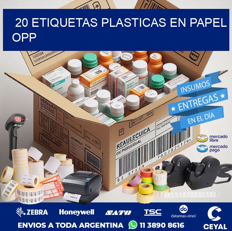 20 ETIQUETAS PLASTICAS EN PAPEL OPP
