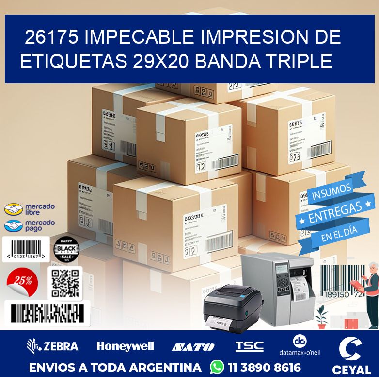 26175 IMPECABLE IMPRESION DE ETIQUETAS 29X20 BANDA TRIPLE