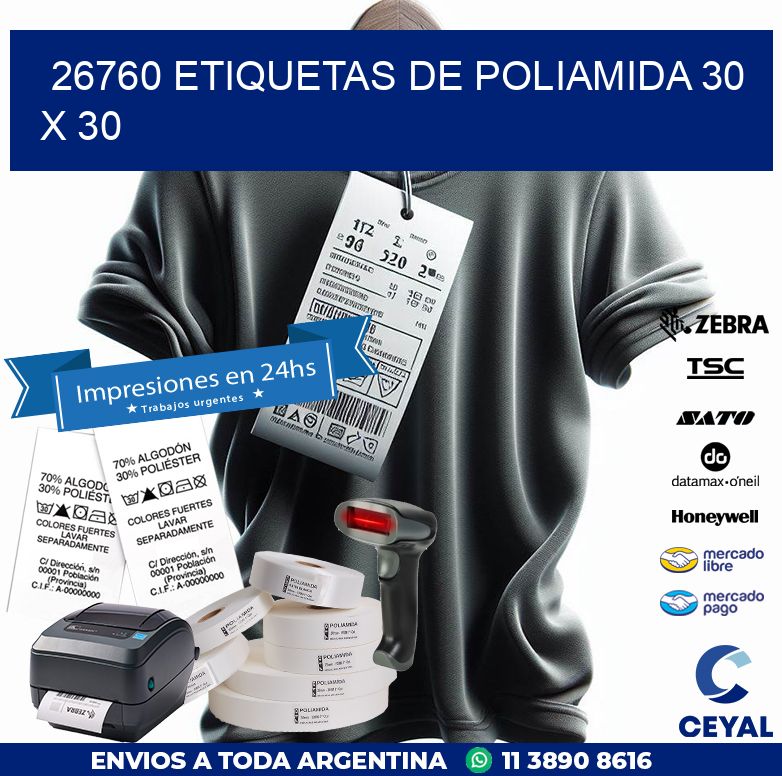 26760 ETIQUETAS DE POLIAMIDA 30 X 30