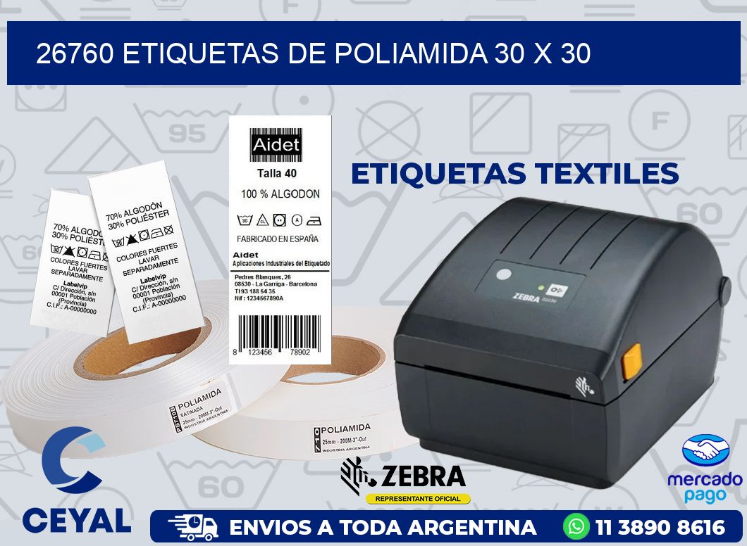 26760 ETIQUETAS DE POLIAMIDA 30 X 30