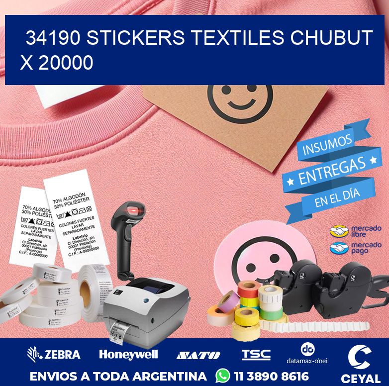 34190 STICKERS TEXTILES CHUBUT X 20000
