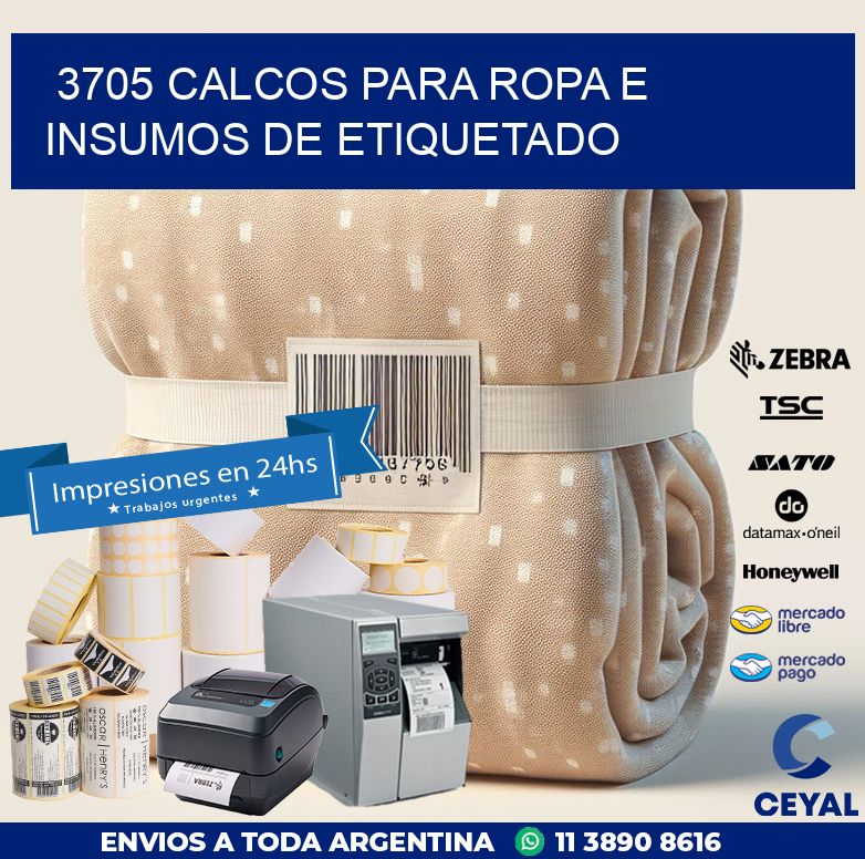 3705 CALCOS PARA ROPA E INSUMOS DE ETIQUETADO