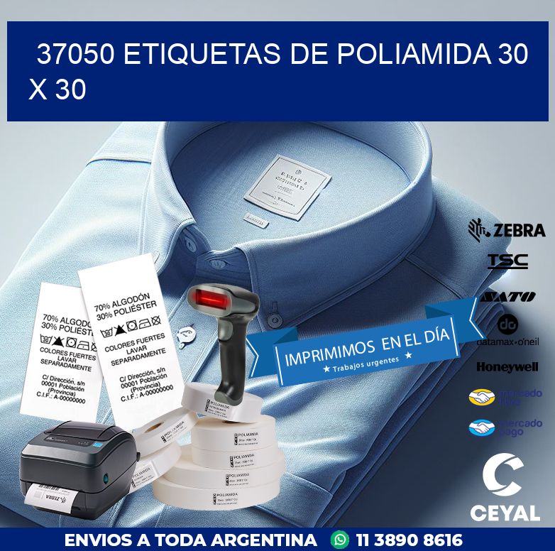 37050 ETIQUETAS DE POLIAMIDA 30 X 30