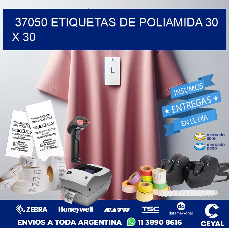 37050 ETIQUETAS DE POLIAMIDA 30 X 30