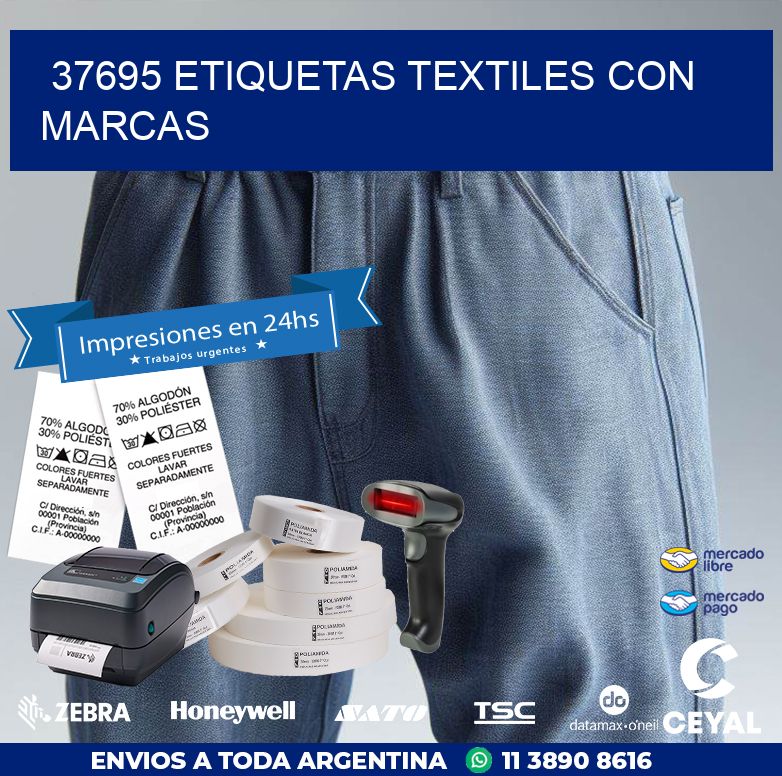 37695 ETIQUETAS TEXTILES CON MARCAS
