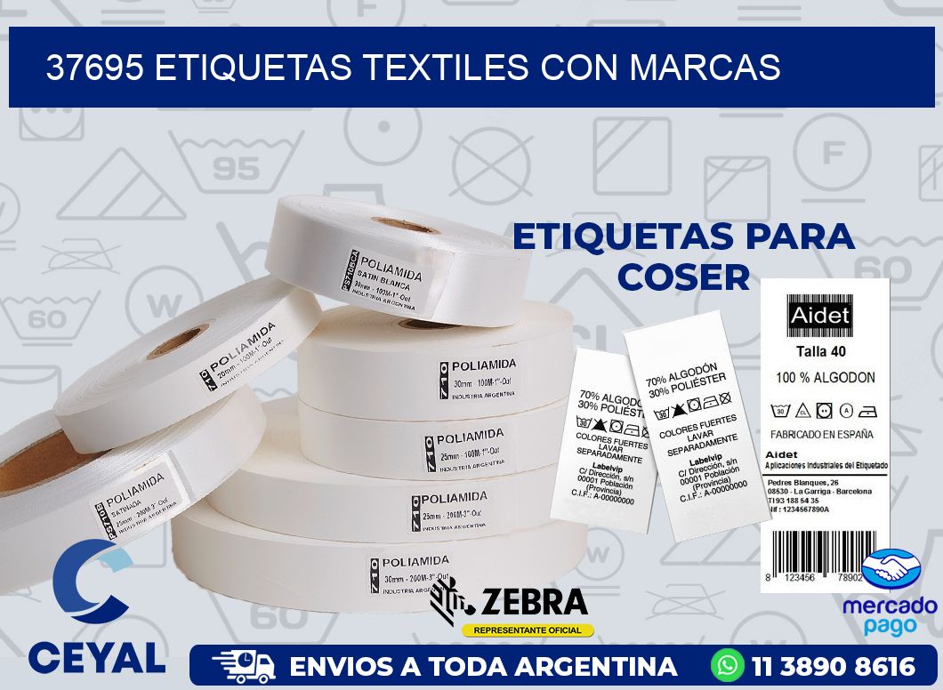 37695 ETIQUETAS TEXTILES CON MARCAS
