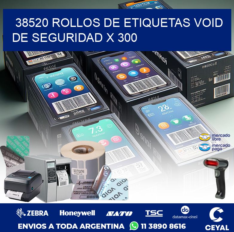 38520 ROLLOS DE ETIQUETAS VOID DE SEGURIDAD X 300