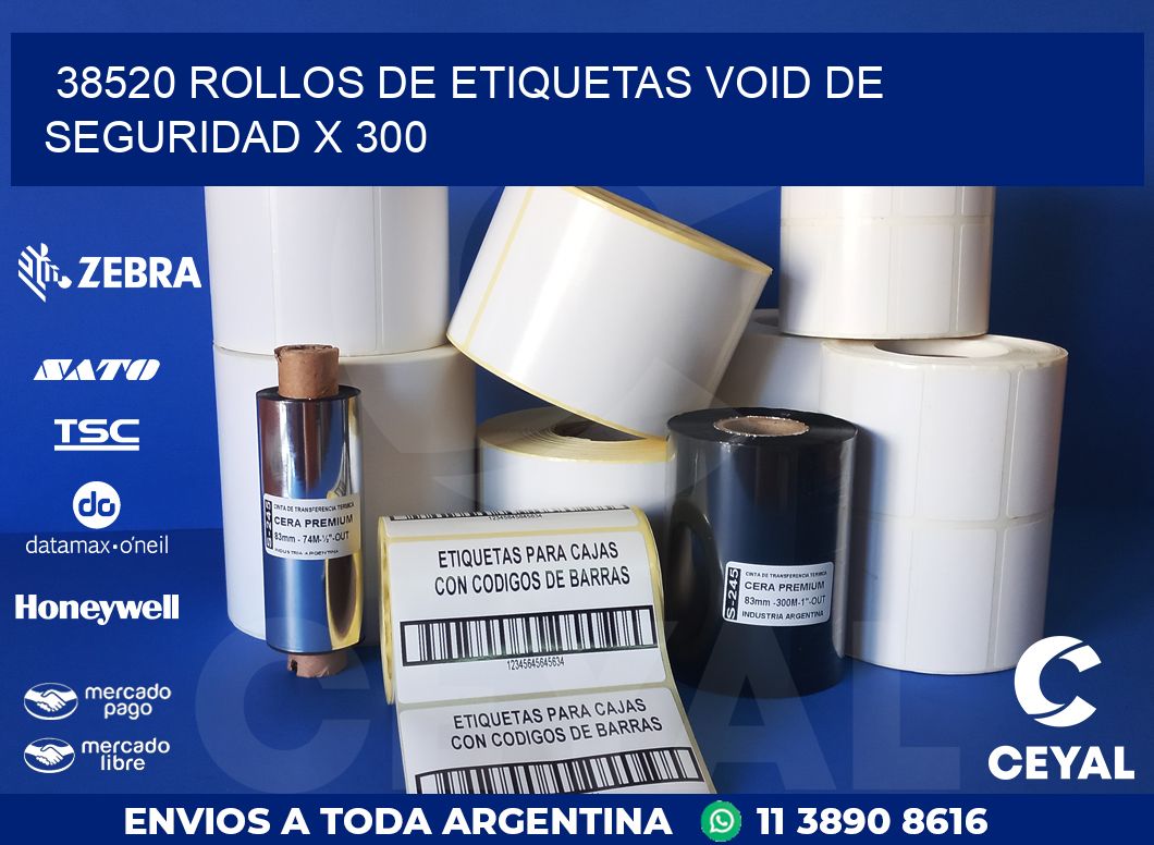 38520 ROLLOS DE ETIQUETAS VOID DE SEGURIDAD X 300