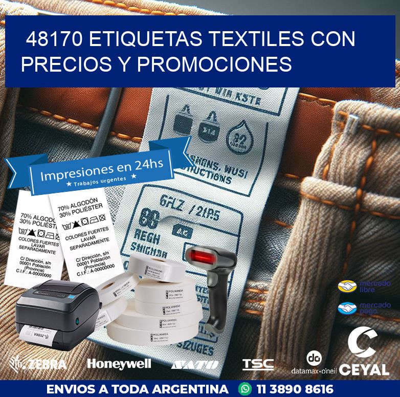 48170 ETIQUETAS TEXTILES CON PRECIOS Y PROMOCIONES
