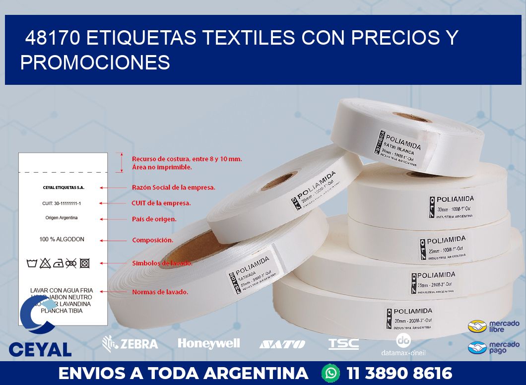 48170 ETIQUETAS TEXTILES CON PRECIOS Y PROMOCIONES