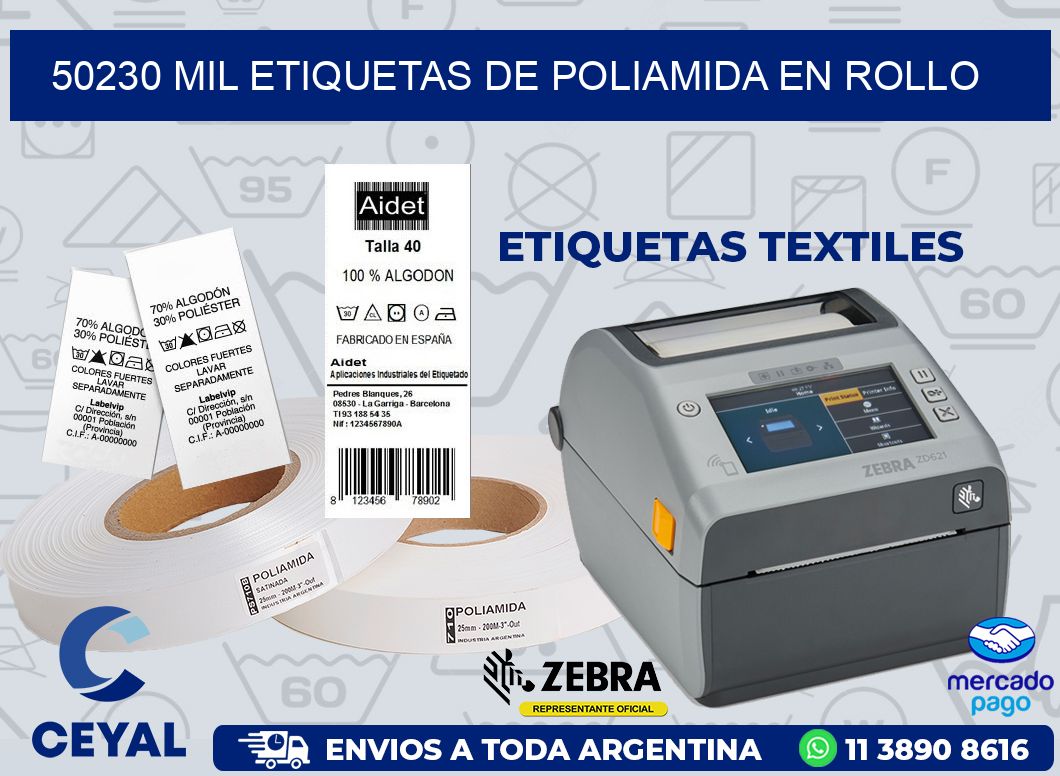 50230 MIL ETIQUETAS DE POLIAMIDA EN ROLLO
