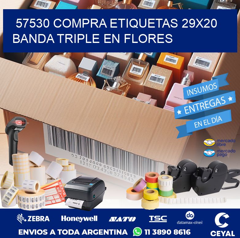 57530 COMPRA ETIQUETAS 29X20 BANDA TRIPLE EN FLORES