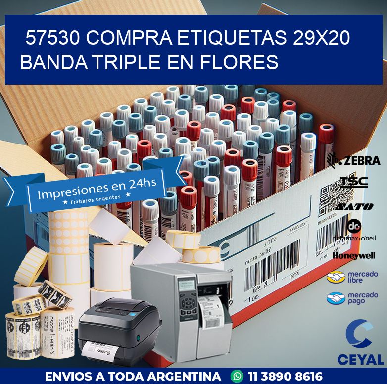 57530 COMPRA ETIQUETAS 29X20 BANDA TRIPLE EN FLORES