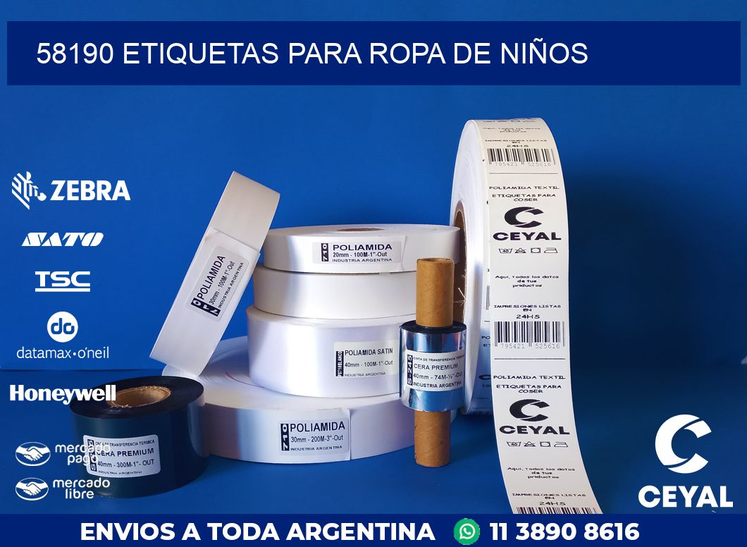 58190 ETIQUETAS PARA ROPA DE NIÑOS