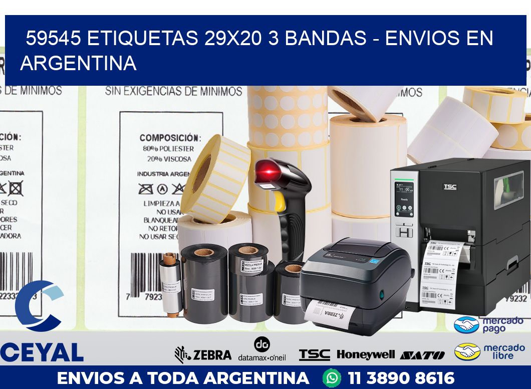 59545 ETIQUETAS 29X20 3 BANDAS - ENVIOS EN ARGENTINA