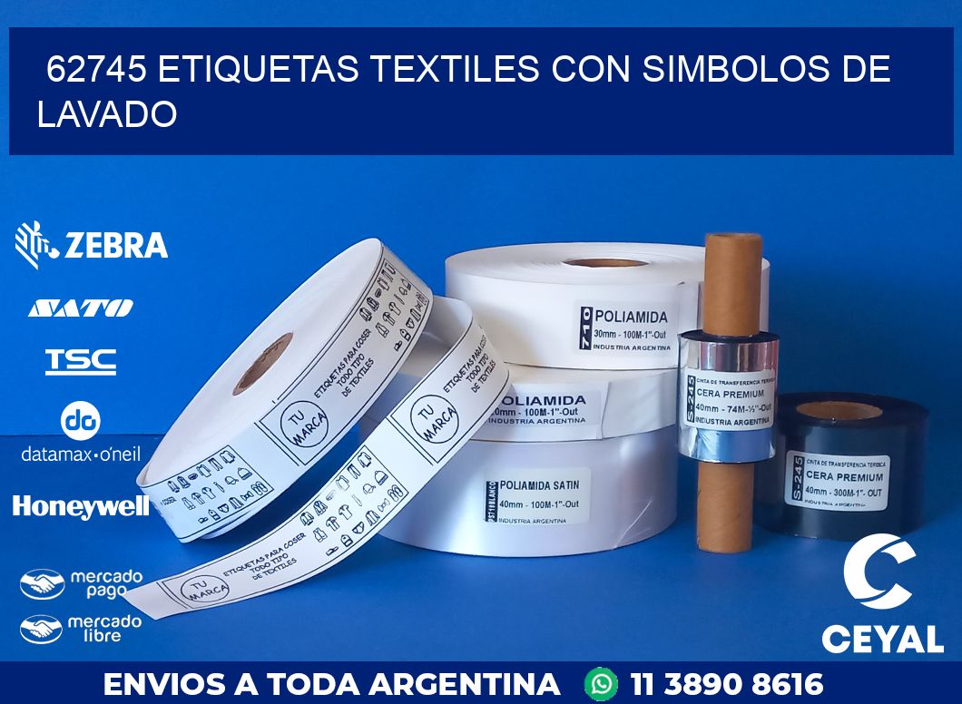 62745 ETIQUETAS TEXTILES CON SIMBOLOS DE LAVADO