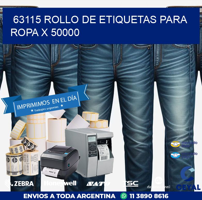 63115 ROLLO DE ETIQUETAS PARA ROPA X 50000
