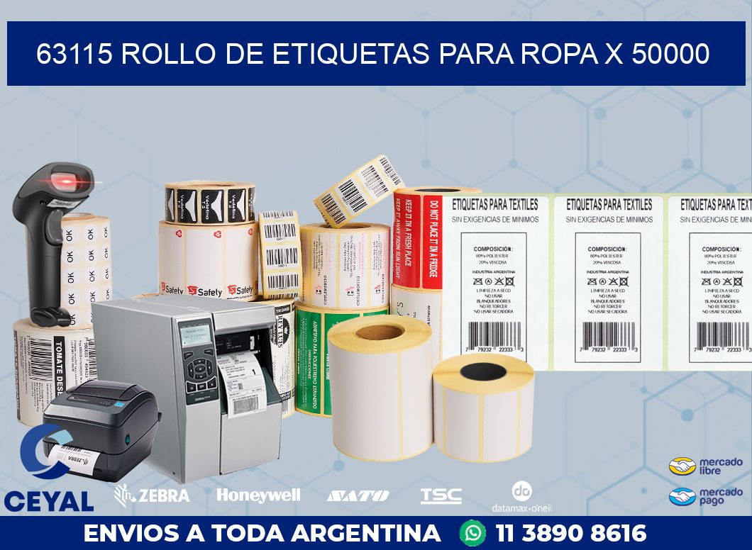 63115 ROLLO DE ETIQUETAS PARA ROPA X 50000
