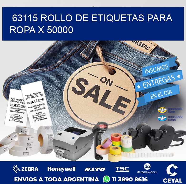 63115 ROLLO DE ETIQUETAS PARA ROPA X 50000