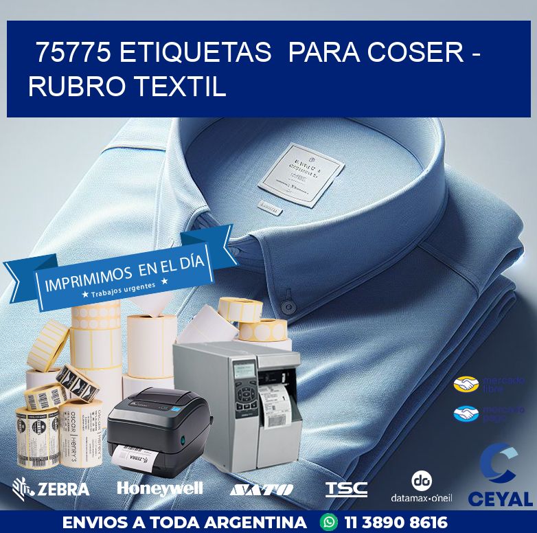 75775 ETIQUETAS  PARA COSER - RUBRO TEXTIL