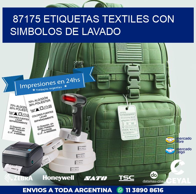 87175 ETIQUETAS TEXTILES CON SIMBOLOS DE LAVADO