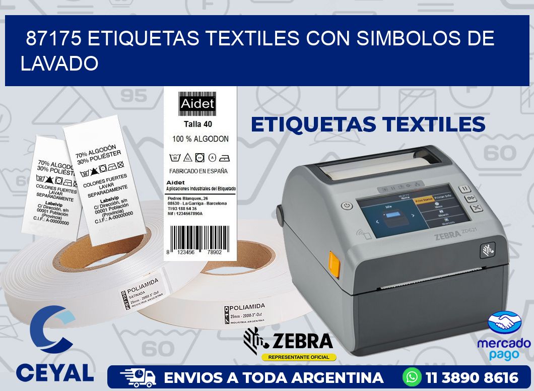 87175 ETIQUETAS TEXTILES CON SIMBOLOS DE LAVADO