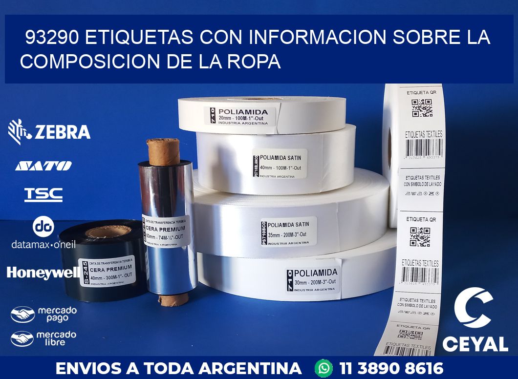 93290 ETIQUETAS CON INFORMACION SOBRE LA COMPOSICION DE LA ROPA