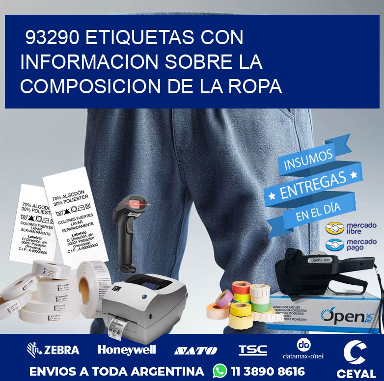 93290 ETIQUETAS CON INFORMACION SOBRE LA COMPOSICION DE LA ROPA