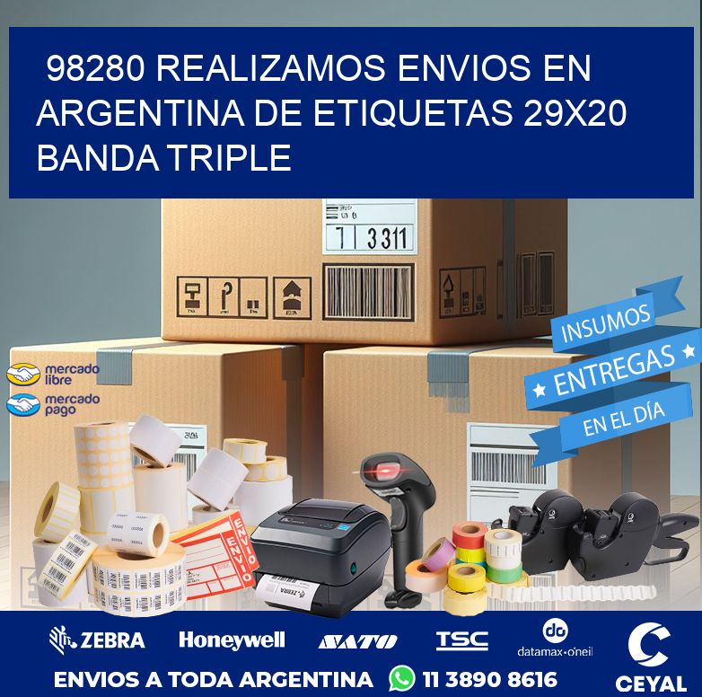 98280 REALIZAMOS ENVIOS EN ARGENTINA DE ETIQUETAS 29X20 BANDA TRIPLE
