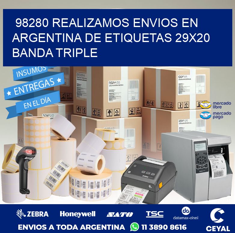 98280 REALIZAMOS ENVIOS EN ARGENTINA DE ETIQUETAS 29X20 BANDA TRIPLE