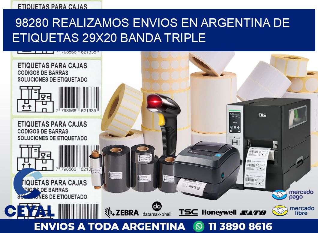 98280 REALIZAMOS ENVIOS EN ARGENTINA DE ETIQUETAS 29X20 BANDA TRIPLE
