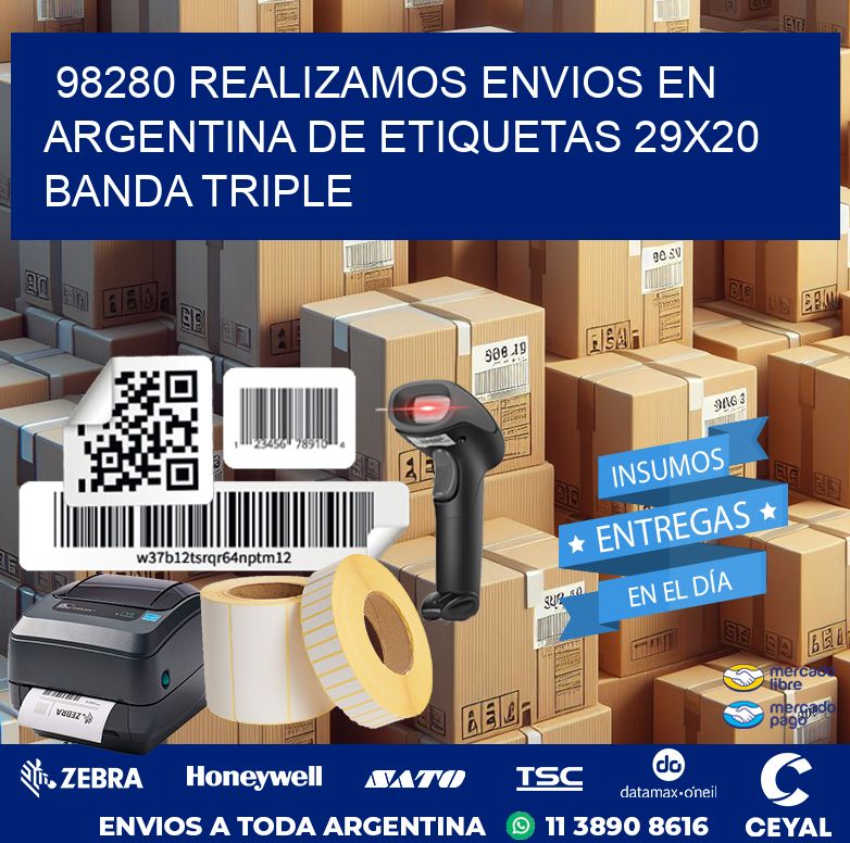 98280 REALIZAMOS ENVIOS EN ARGENTINA DE ETIQUETAS 29X20 BANDA TRIPLE